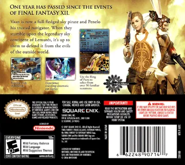 Final Fantasy XII - Revenant Wings (USA) box cover back